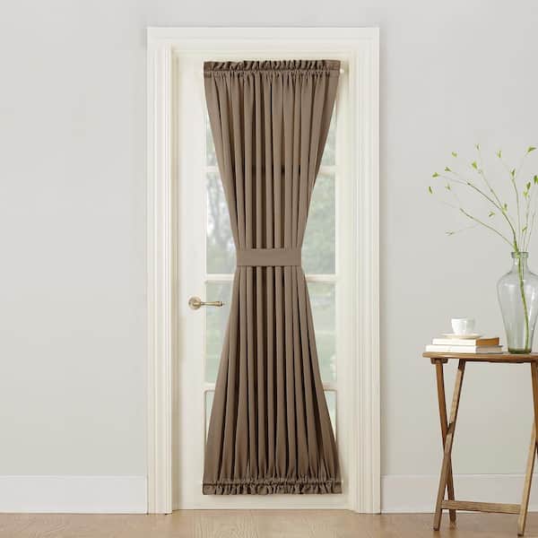 Gregory Room Darkening Rod Pocket Door Curtain Panel in Mocha-54 in. W x 72 in. L
