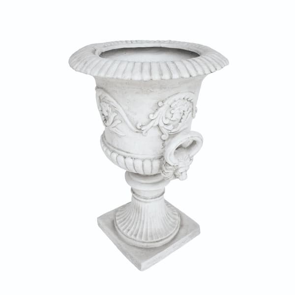 18.75 in. W x 28.25 in. H Concrete Garden Urn Planter in White