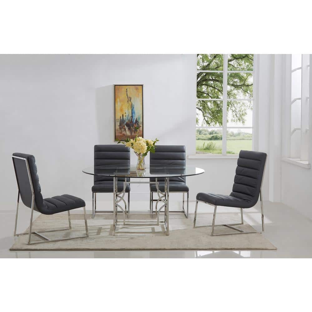 Herk 30" Silver Stainless Steel Square Dining Table Base