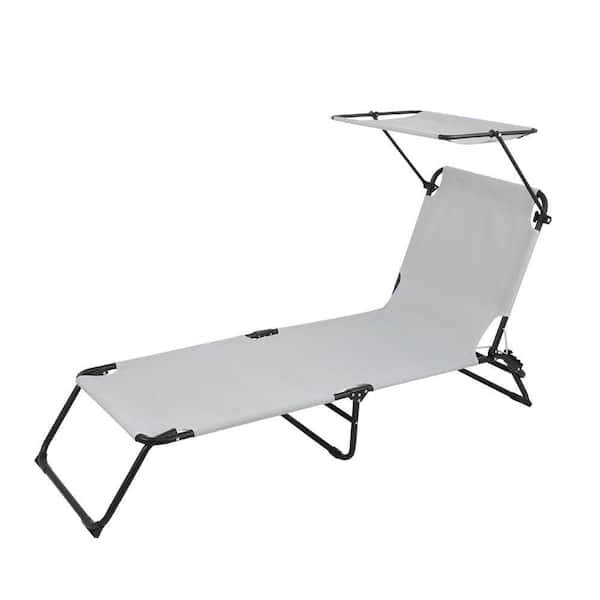 cenadinz Outdoor Folding 3-Fold Camping Bed Gray (with Head Canopy)