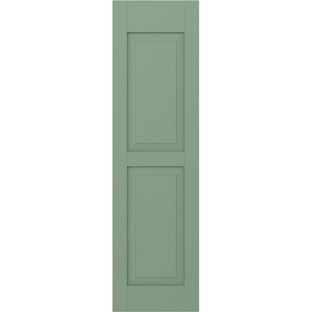 12 in. W x 48 in. H Americraft 2-Equal Raised Panel Exterior Real Wood Shutters Pair in Track Green price history on PriceWatchPro