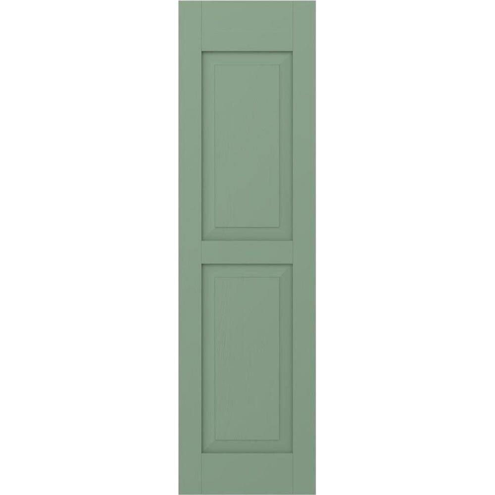 12 in. W x 66 in. H Americraft 2-Equal Raised Panel Exterior Real Wood Shutters Pair in Track Green price history on PriceWatchPro
