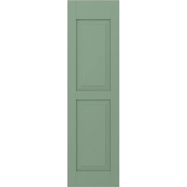 Ekena Millwork 18 in. W x 54 in. H Americraft 2-Equal Raised Panel Exterior Real Wood Shutters Pair in Track Green