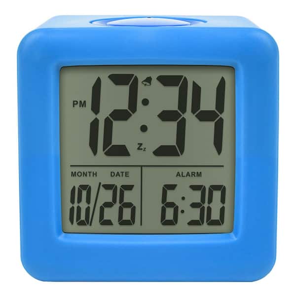 Digital Blue Silicone Cube Alarm Clock with On-Demand Backlight