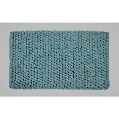 Anti-Skid Cotton and Chenille Bath Rug Blue 50x30 In Long Noodle Loops Anti-Skid Cotton and Chenille Bath Rug Blue 50x30 In Long Noodle Loops