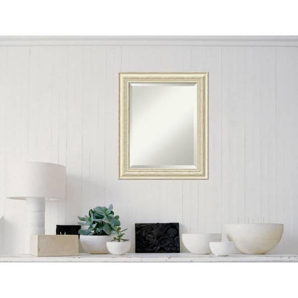 Amanti Art Medium Rectangle Rustic Whitewash Cream Casual Mirror (24.5 in. H x 20.5 in. W)