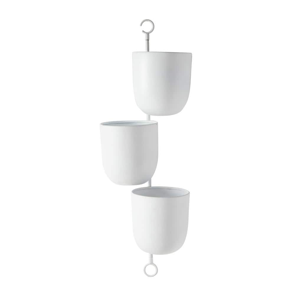 The Novogratz Layered White Metal Wall Planter, 12" x 25"