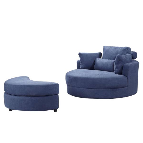 blue round swivel chair