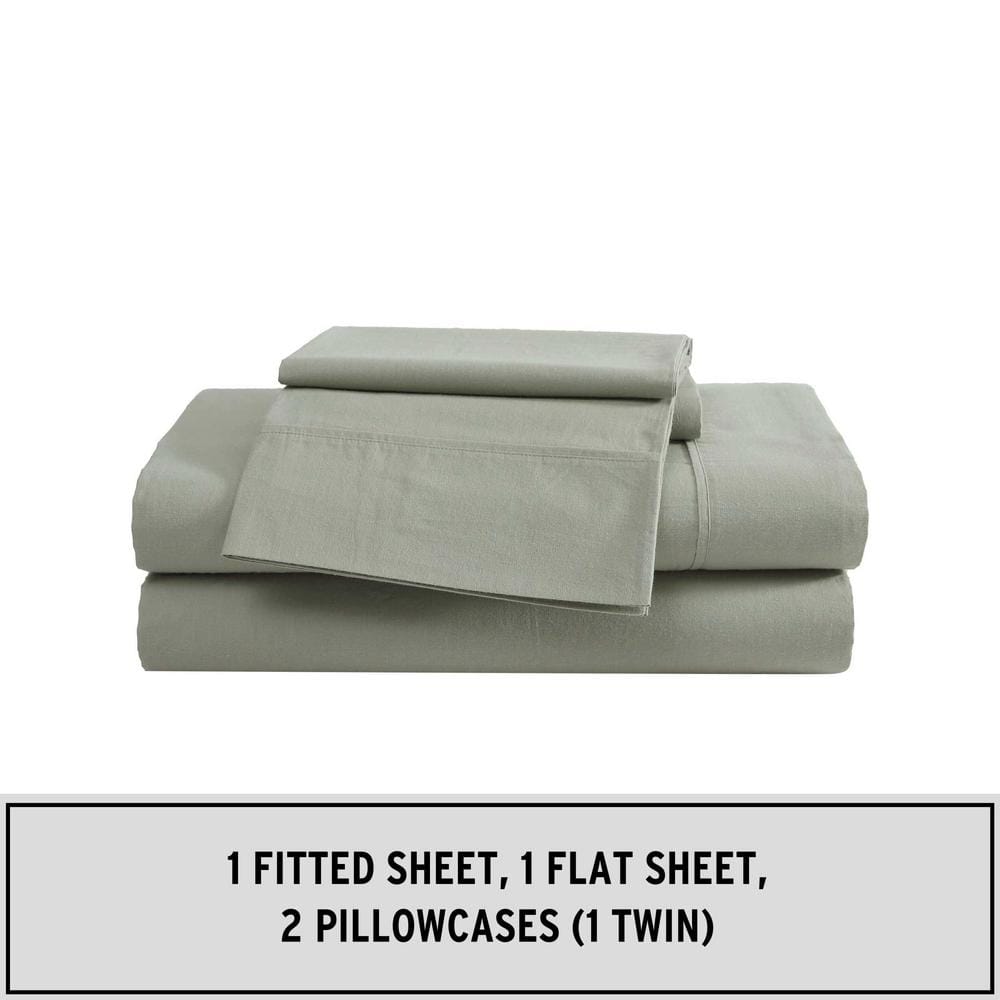 Queen Green Cotton Percale Deep Pocket Sheet Set
