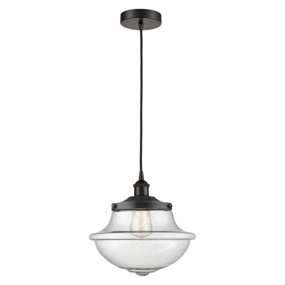 Oxford 100-Watt 1-Light Oil Rubbed Bronze Shaded Mini Pendant Light with Seeded Glass Seeded Glass Shade price history on PriceWatchPro