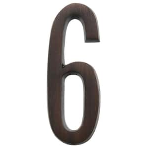 4 in. Flush Mount Aged Bronze Self-Adhesive House Number 6