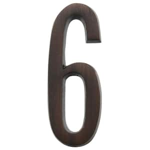 4 in. Aged Bronze Flush Mount Self-Adhesive House Number 6