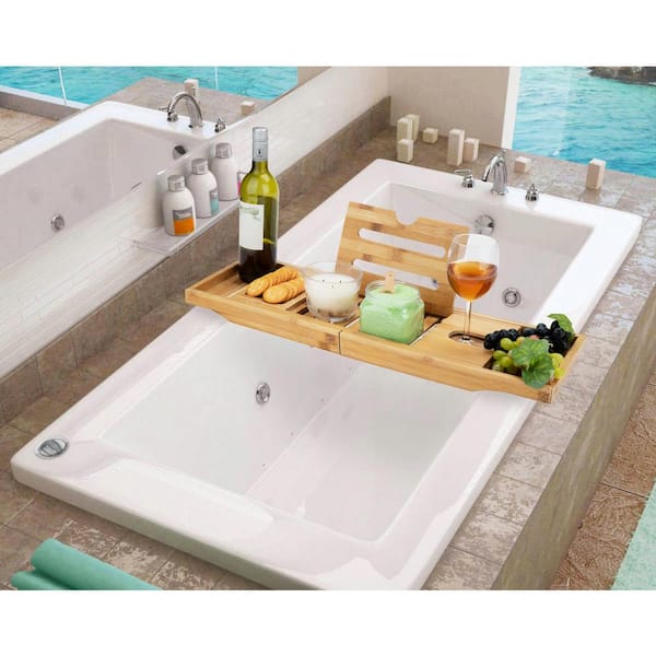 1pc Extendable Bathtub Caddy Tray, Plastic Bath Rack, Multifunctional Bathtub  Shelf