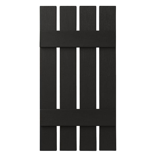 Ply Gem 16 in. x 39 in. Polypropylene 4-Board Open Board and Batten Shutters Pair in Peppercorn