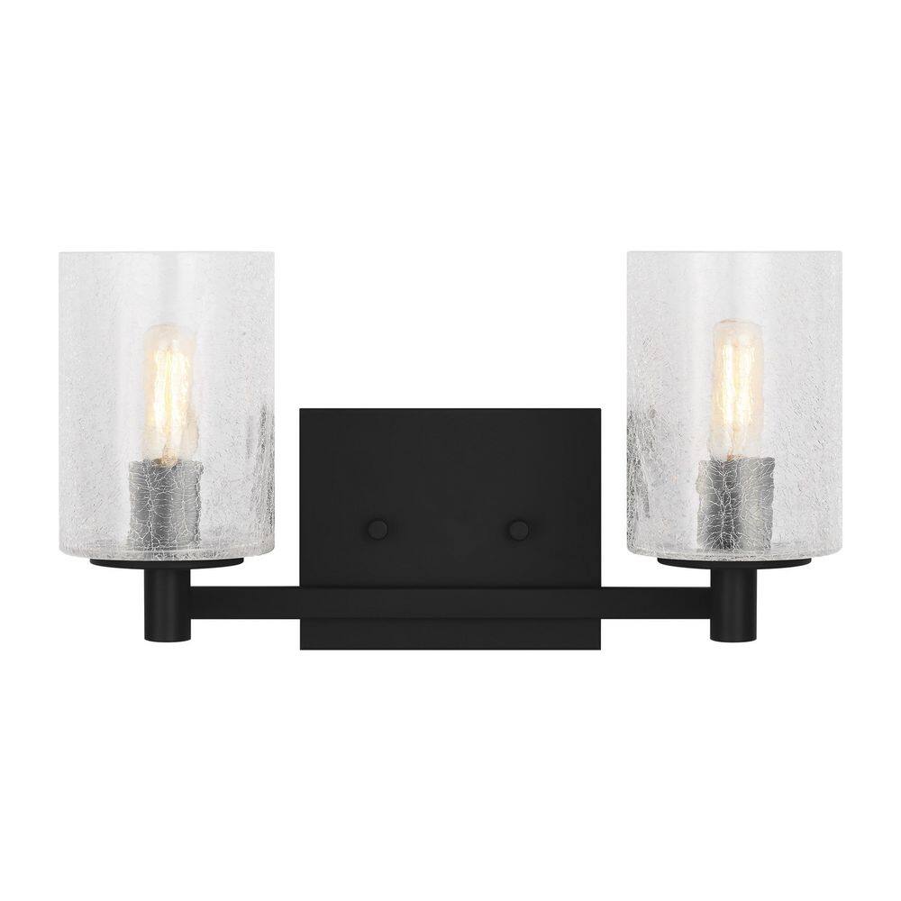 Parker 14.25 in. W x 7.75 in. H 2-Light Midnight Black Bathroom Vanity Light with Clear Crackle Glass Shades price history on PriceWatchPro