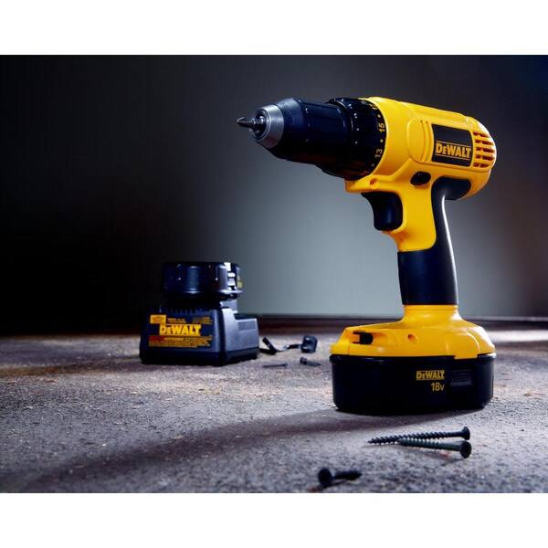 DEWALT - 18-Volt NiCd Cordless 1/2 in. Compact Drill/Driver Kit with (2) Batteries 1.2Ah, Charger and Contractor Bag