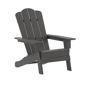 Gray Faux Wood Resin Outdoor Lounge Chair in Gray (Set of 4)