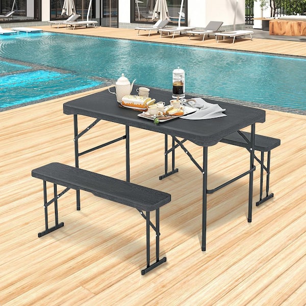 Liviza 3-Piece Plastic Outdoor Bench Dining Set