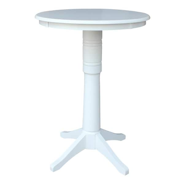 International Concepts Olivia White Solid Wood 30 in. Round Pedestal Bar-height Table