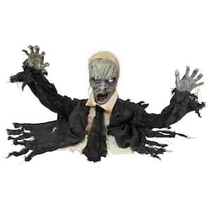 17 in. Lighted and Animated Groundbreaking Zombie Halloween Yard Decor