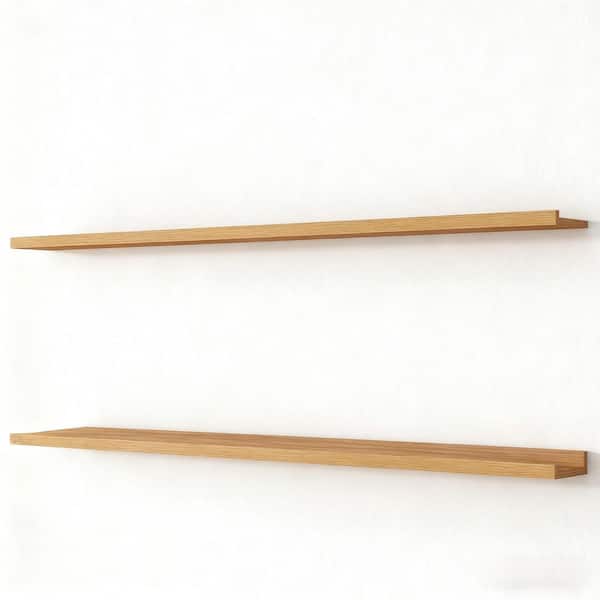 2-Pack Floating Shelf Series 56 in. W x 4.7 in. D Natural Oak Engineered Wood Decorative Wall Shelf