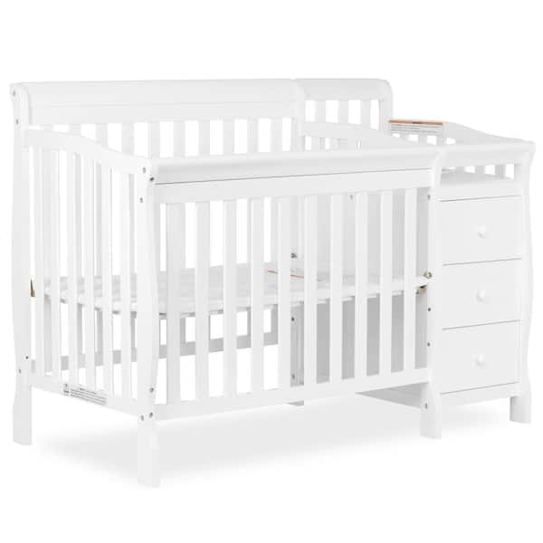 Dream On Me Jayden 4-in-1 White Mini Convertible Crib And Changer