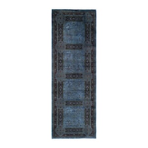 Blue 3 ft. 1 in. x 9 ft. 1 in. Fine Vibrance One-of-a-Kind Hand-Knotted Area Rug