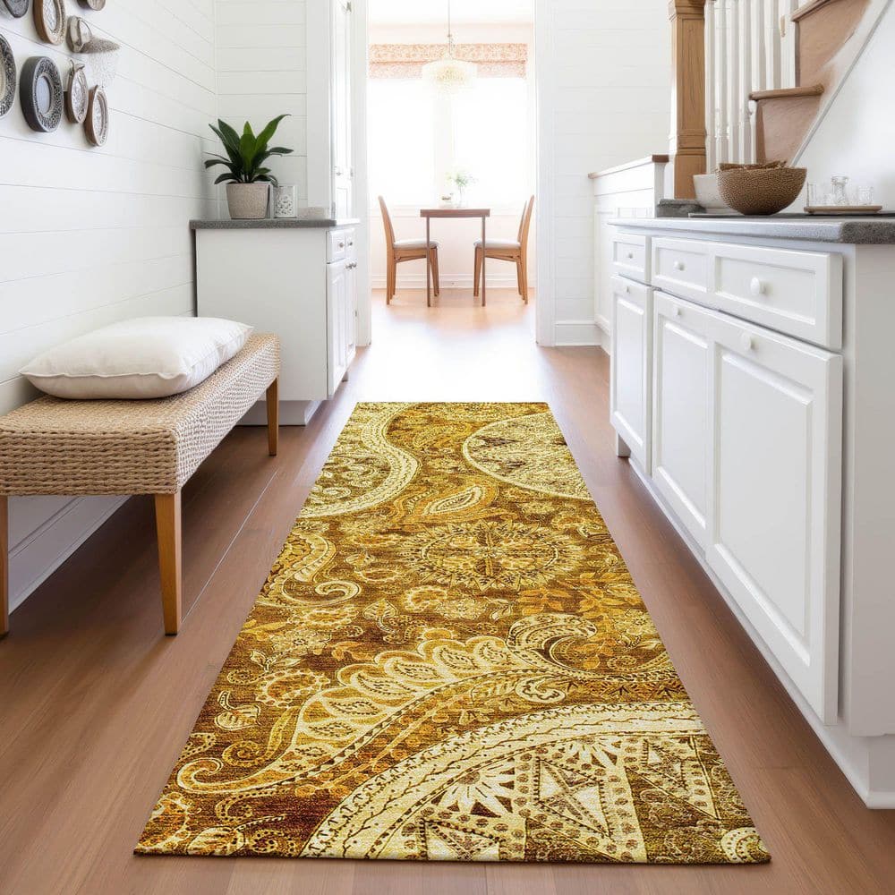 Mayfield Premium Machine Washable Abstract AMF1078 Terracotta 2 ft. 3 in. x 7 ft. 6 in. Runner Rug price history on PriceWatchPro