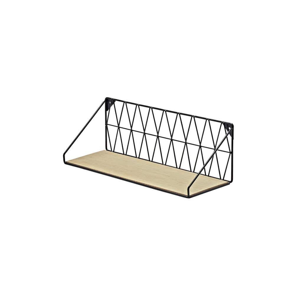 DIAMOND 16.5 in. x 4.7 in. x 5.1 in. Oak-Black Steel Decorative Wall Shelf with Brackets price history on PriceWatchPro