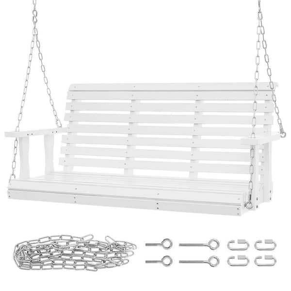 Porch Swing 4.5 ft., Heavy Duty 880 lbs. Capacity Patio Bench with Hanging Chains, White, 2025 Update