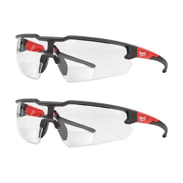 Milwaukee Clear +1.50 Bifocal Safety Glasses Magnified Anti-Scratch Lenses (2-Pack)
