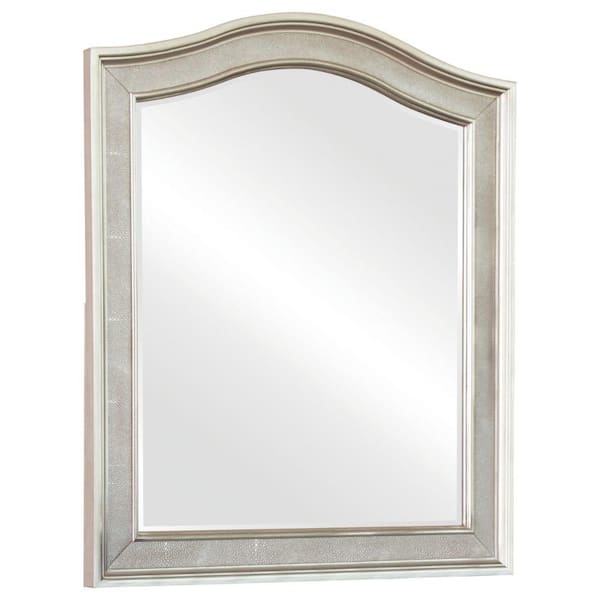 Benjara 36 in. x 1.75 in. Transitional Style Modern Arch Framed Silver Vanity Mirror