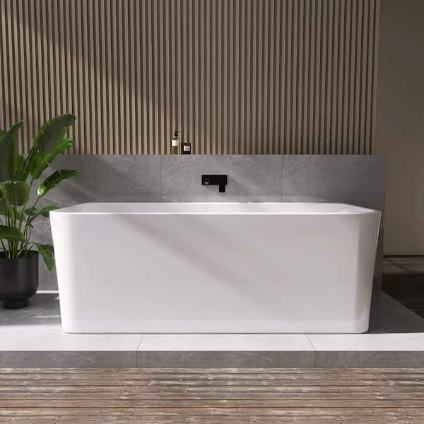 Lilac 67 in. x 32 in. Soaking Bathtub with Center Drain in White/Polished Chrome