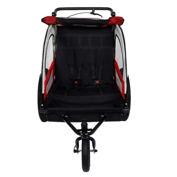 2-in-1 Child Bike Trailer and Jogger Stroller-Foldable 2-Seater with  5-Point Safety Harness for Toddlers and Kids Tool-22 - The Home Depot