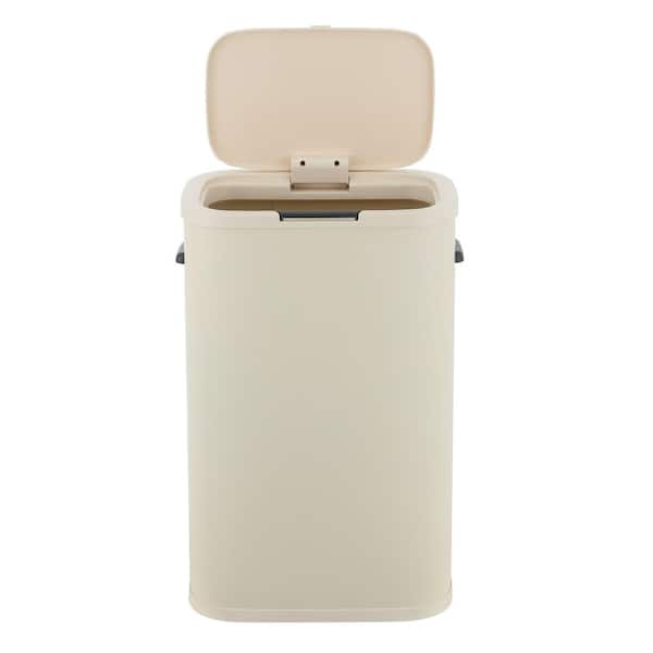 Happimess Tammi Kitchen 14.5-gallon Slim Metal Push Button Trash Can,  Limestone Beige : Target