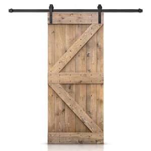 K Series 20 in. x 84 in. Light Brown Stained DIY Knotty Pine Wood Interior Sliding Barn Door with Hardware Kit