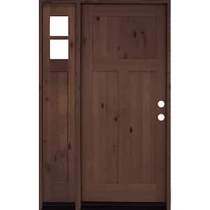 46 in. x 80 in. Alder 3 Panel Left-Hand/Inswing Clear Glass Provincial Stain Wood Prehung Front Door w/Left Sidelite