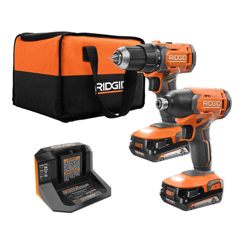 RIDGID 18V Cordless 2-Tool Combo Kit with 1/2 in. Drill/Driver, 1