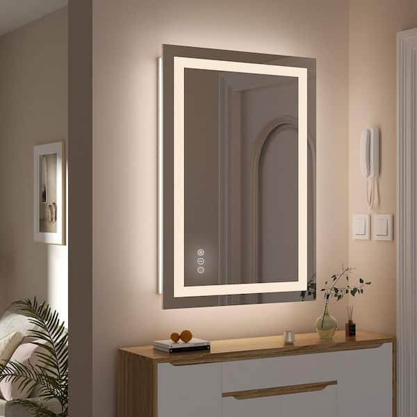 24 in. W x 32 in. H Rectangular Frameless LED Wall Mounted Bathroom Vanity Mirror