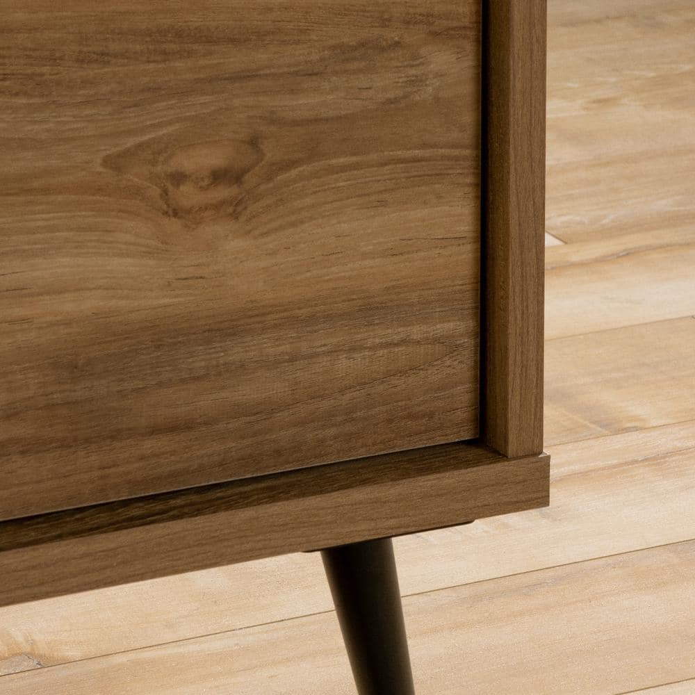 Natural Mango Contemporary Wardrobe Armoire with Mirror and Drawer