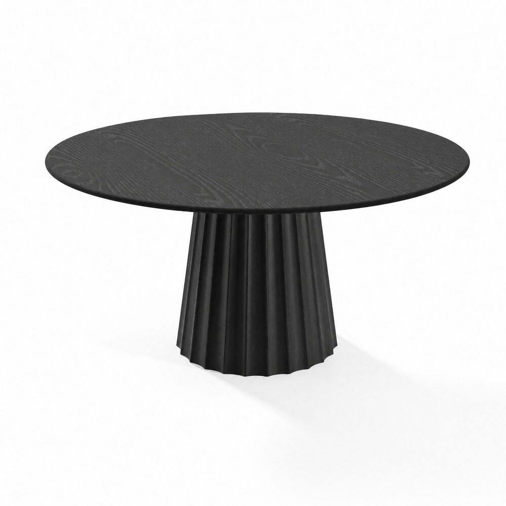 7 Piece Modern Round Black Wood Top 60 in. Pedestal Base Dining Table Set Seats 6 price history on PriceWatchPro