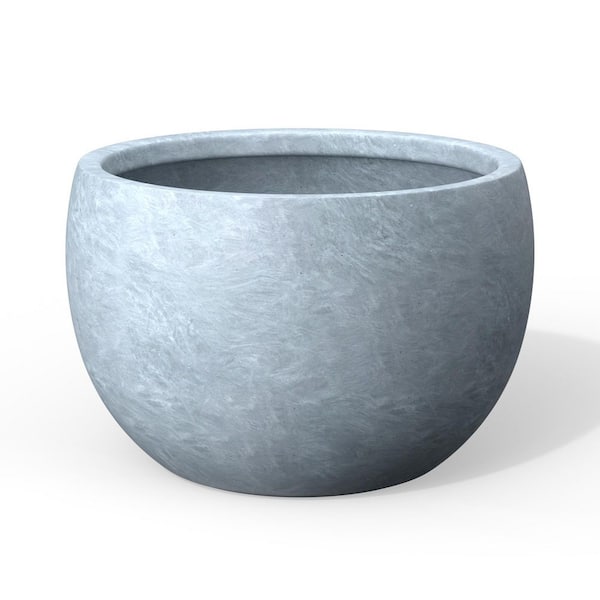 16 in. Medium Soft Slate(Enhanced Interior) Concrete Round Planter / Pot with Drainage Holes
