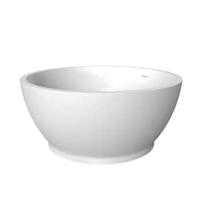 Round 52.7 in x 52.7 in Solid Surface Freestanding Soaking Bathtub in Matte White