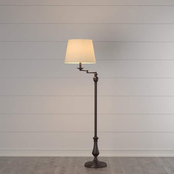 Hampton Bay 59 in. 1-Light CFL Oil Rubbed Bronze Swing-Arm Floor Lamp with  Fabric Shade - Title 20 Certified with CFL Bulb Included 1000051635 - The Home  Depot