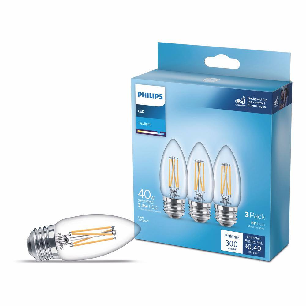Philips 40-Watt Equivalent B11 Clear Non-Dimmable E26 LED Light