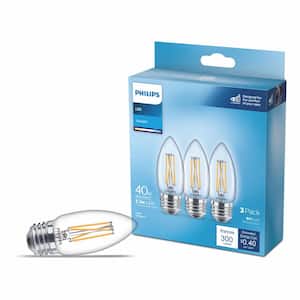 40-Watt Equivalent B11 Clear Non-Dimmable E26 LED Light Bulb With EyeComfort Technology Daylight 5000K (3-Pack)