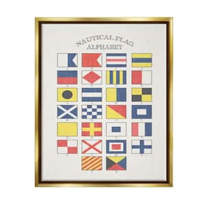 Nautical Flag Alphabet by Daphne Polselli Floater Frame Typography Wall Art Print 31 in. x 25 in.