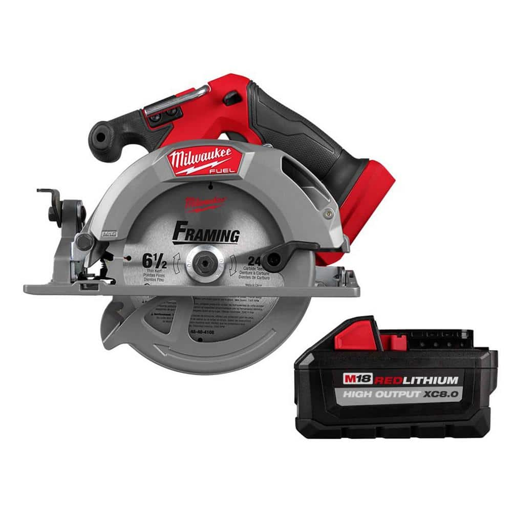 M18 FUEL 18V Lithium-Ion Brushless Cordless 6-1/2 in. Circular Saw w/HIGH OUTPUT XC 8.0 Ah Battery -  Milwaukee, 2833-20-48