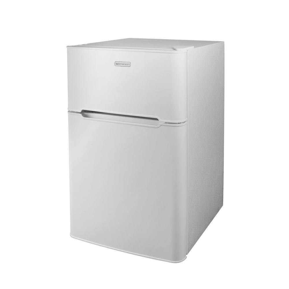 Compact White Dual Door Energy Star Refrigerator with Glass Shelves