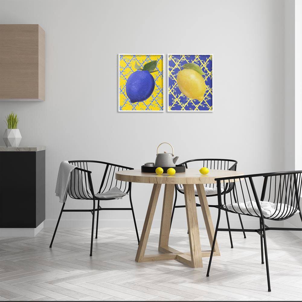 Bold Blue and Yellow Lemons by Matthew Piotrowicz 2 Piece White Framed Food Giclee Art Print 14 in. x 11 in. price history on PriceWatchPro